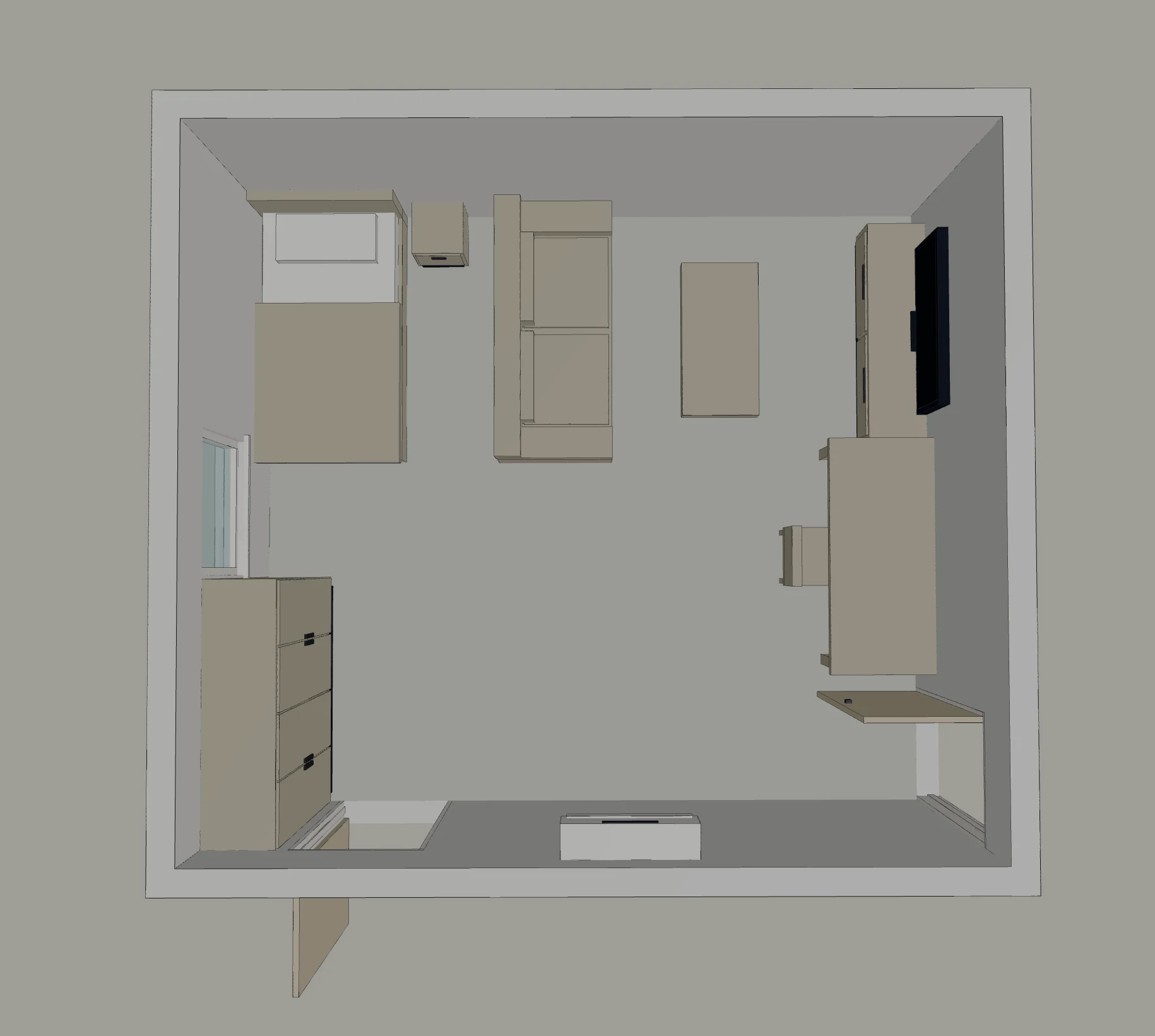 The suggested layout as a 3D view from above